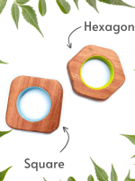 Hexagon & square teether for babies | Benefits of neem wood | child safe teether | serves as grasping and chewing toy | wooden teethers
