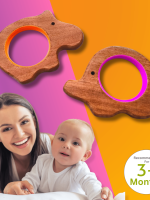 Hippo & elephant teether for babies | Benefits of neem wood | child safe teether | serves as grasping and chewing toy | wooden teethers