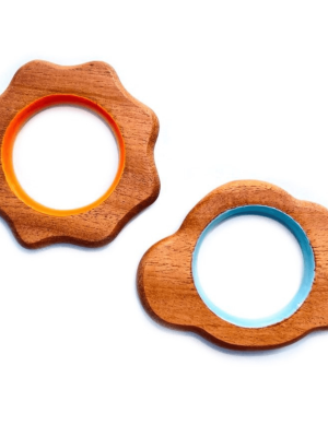 Cloud & Sun teether for babies | Benefits of neem wood | child safe teether | serves as grasping and chewing toy | wooden teethers
