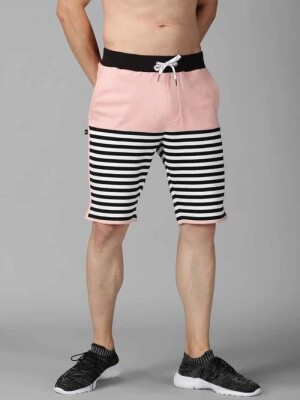 High-quality, breathable fabric Men PINK STRIPED BAGGY SHORTS
