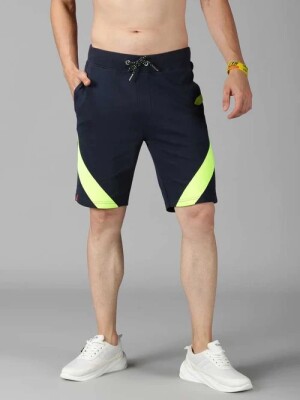 Soft and Comfortable Men's Navy Color block Baggy Shorts