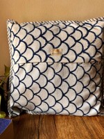 Blue & White Cotton Cushion Cover - 16 x 16 inches