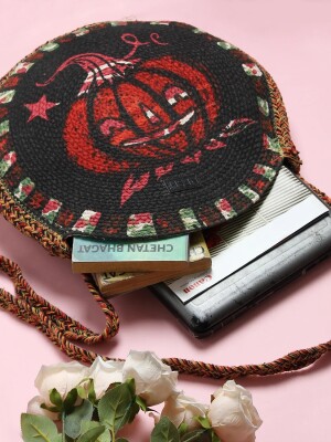 ABSTRACT CHARCOAL | NESH | HAND PAINTED HEMP SHOULDER BAG