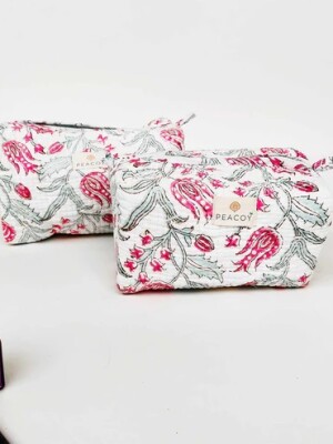 Multi Utility Travel kits Pink Floral Print (Set of two)