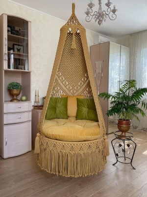 Macrame Singal Diamond Swing Chair for Adults & Kids TOPW13