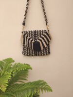 Dual tone handcrafted thread work sling bag for women
