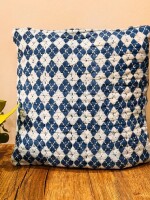 Bule square Cotton Cushion Cover - 18 x 18 inches