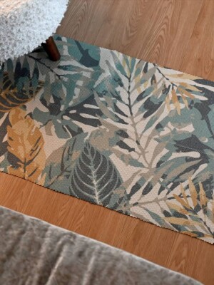 Leaf pattern 100% pure cotton recycled pet doormats for different areas of room