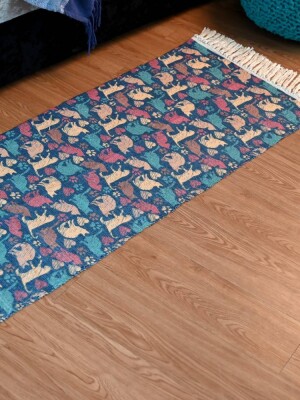 Animal print 100% recycled pure cotton pet bedside runner for home decor