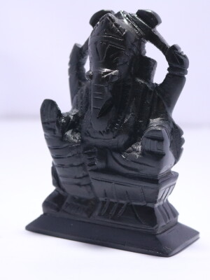 Pure Black Stone Marble Ganesha Idol