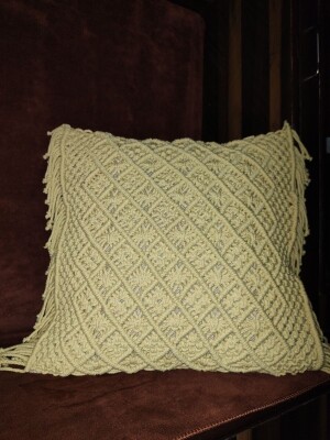 Beautiful  lime yellow cotton cords macrame cushion cover