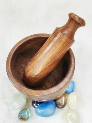 Herb Spice Masher Mortar, Wooden Hand Carved Mortar and Pestle Grinder/Chopper for Herbs, for Garlic Press, Coffee Grinder, Ginger Crusher, Spice Grin