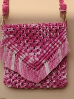 Macrame cotton cords pink sling bag