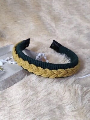 Boho beauty mustard & green macrame hairband