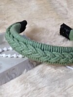 Olive green macrame cotton cord hair band
