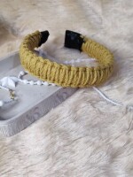 Mustard cotton cord macrame hair band