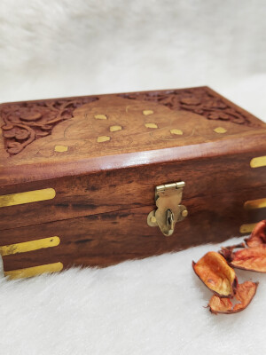 Wood Jewellery Box for Women | Storage Box Organizer Gift Box Hand Carved 6 inch