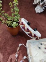 White & multicolor cotton cord macrame hair band