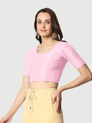 Pink stretchable polyester blouse