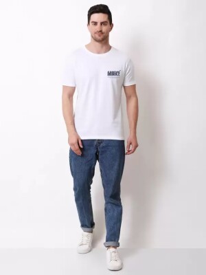 Men Graphic Print Round Neck Reversible Pure Cotton White T-Shirt