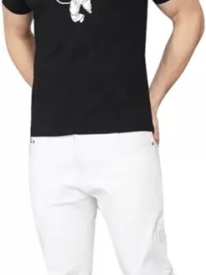 GRAPHIC PRINTED TSHIRT Men Graphic Print Round Neck Reversible Pure Cotton Black T-Shirt