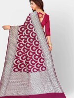 Maroon Jaal Banarasi Pure Katan Silk Handloom Saree
