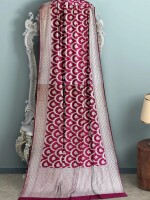 Maroon Jaal Banarasi Pure Katan Silk Handloom Saree