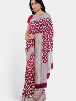 Maroon Jaal Banarasi Pure Katan Silk Handloom Saree