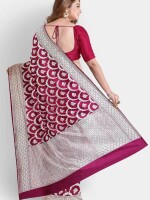 Maroon Jaal Banarasi Pure Katan Silk Handloom Saree