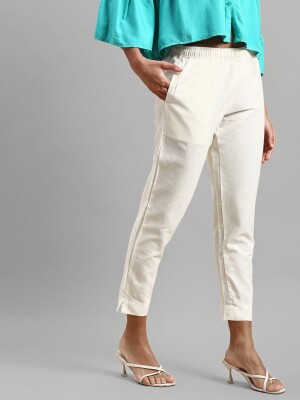 Women polyester fit 100% cotton white bottom/pant