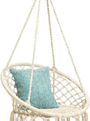 Mertonzo Hammock Swing Chair for 2-16 Years Old Kids,Handmade Knitted Macrame Hanging Swing Chair for Indoor,Bedroom,Yard,Garden- 230 Pound Capacity