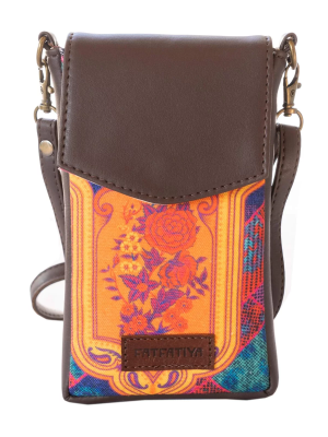 Multicoloured Motif Crossbody Mobile Sling Bag