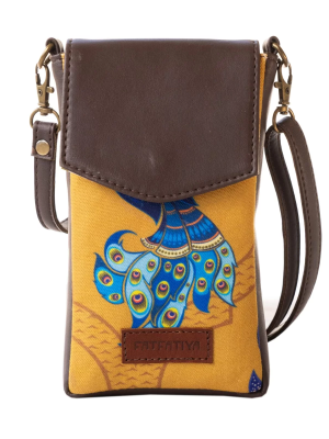 Peacock motif crossbody mobile sling