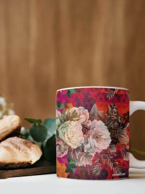 Unique Multicoloured Floral Travel Coffee Mug, floral compositions and contemporary designs.