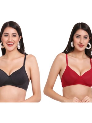 Cotton padded Everyday Comfort lightly Padded Grey & Maroon bra