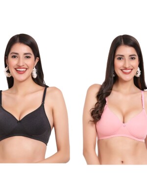 Cotton padded Everyday Comfort lightly Padded Grey & Pink bra