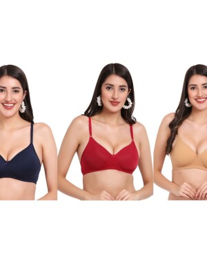 Everyday Comfort, Best Fit, Sweat Absorbing Pack of 3 Padded Everyday comfort Navy Blue, Maroon & Skin