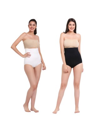 Everyday Comfort, Best Fit, Sweat Absorbing Pack of 2 Tummy Tucker Brief Shapewear White & Black