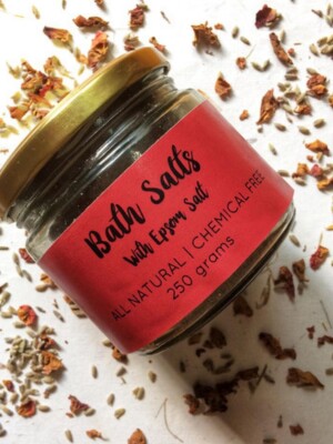 Natural Rose Lavender Bath Salts, gives a very soothing & calming effect