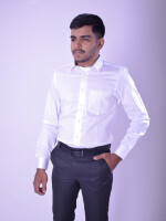 Men's pure polyester cotton white formal shirt