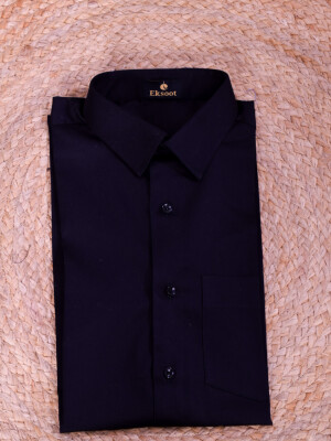 Men's formal plain black shirt