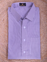 Formal shirt with a purple & white checkered pattern for men's