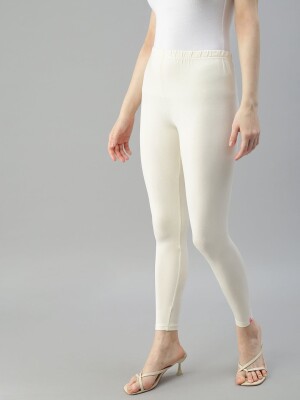 White ankle length cotton legging