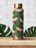 Pink china rose | 100% pure copper bottle| 500 ml