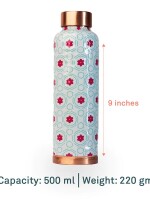 Pink lily floral printed | 100% pure copper bottle|500 ml |