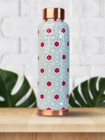 Pink lily floral printed | 100% pure copper bottle|500 ml |