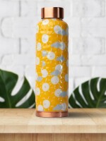 Polka trend yello hammered printed | 100% pure copper bottle|950 ml |