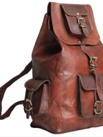 18" Retro travel rucksack backpack brown leather bag Laptop Backpack College bag for men women.