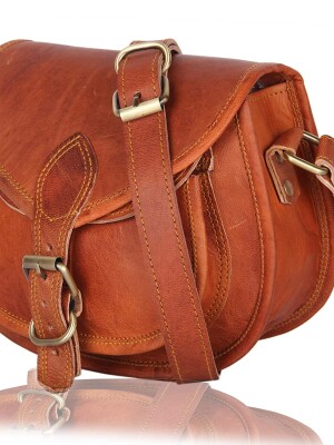 7" Women's Real Leather Shoulder Cross Body Satchel Saddle Tablet Retro Rustic Vintage Bag Handbags Purse