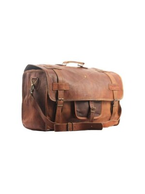 Handmade Leather Flap duffel travel gym overnight weekend leather bag Leather Carry- on luggage,